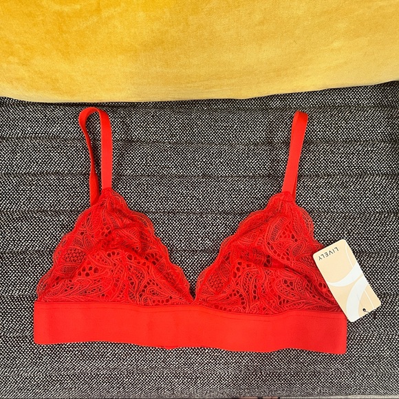 Lively Other - NWT LIVELY -	The Long-Lined Lace Bralette: Tomato Red - Large